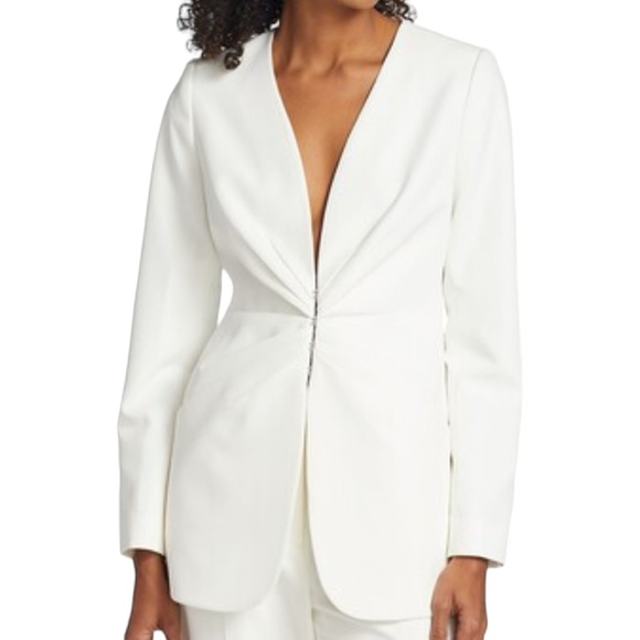 ELIE TAHARI white long sleeve modern pleated blazer size US 2 NWT